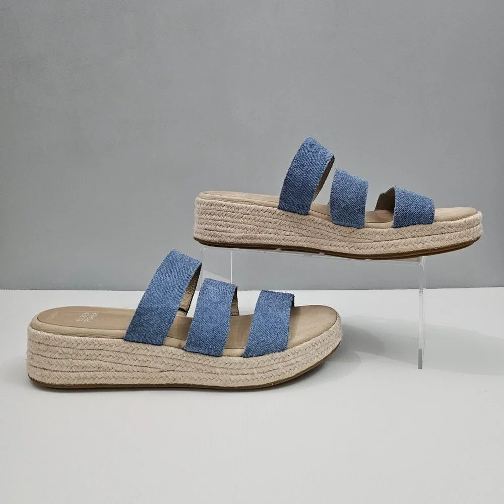 Eileen Fisher Mayla Espadrille Sandal Womens 10 Denim Jute Platform Slide